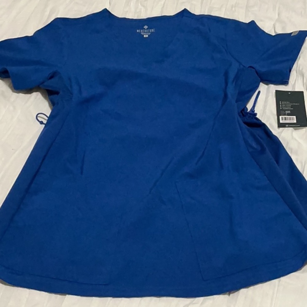MedCouture Royal Blue Scrub Top Style 8459